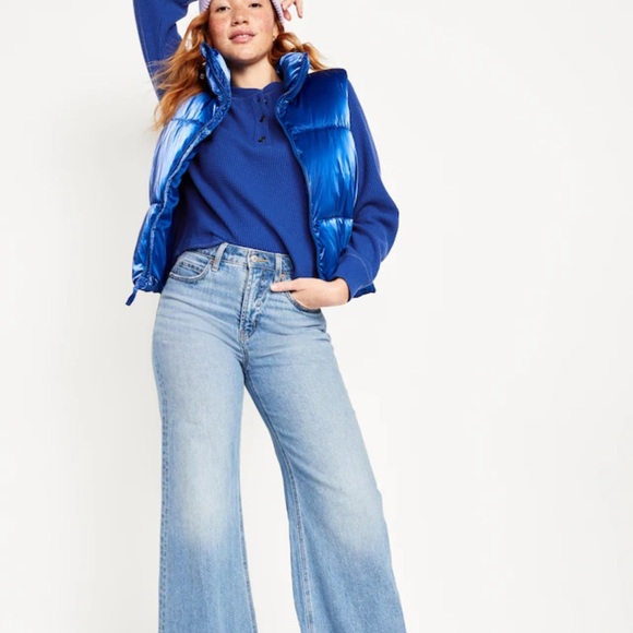 NWT OLD NAVY Waffle-Knit Henley Top Color Catalyst Blue: SIZE SMALL - Picture 6 of 7